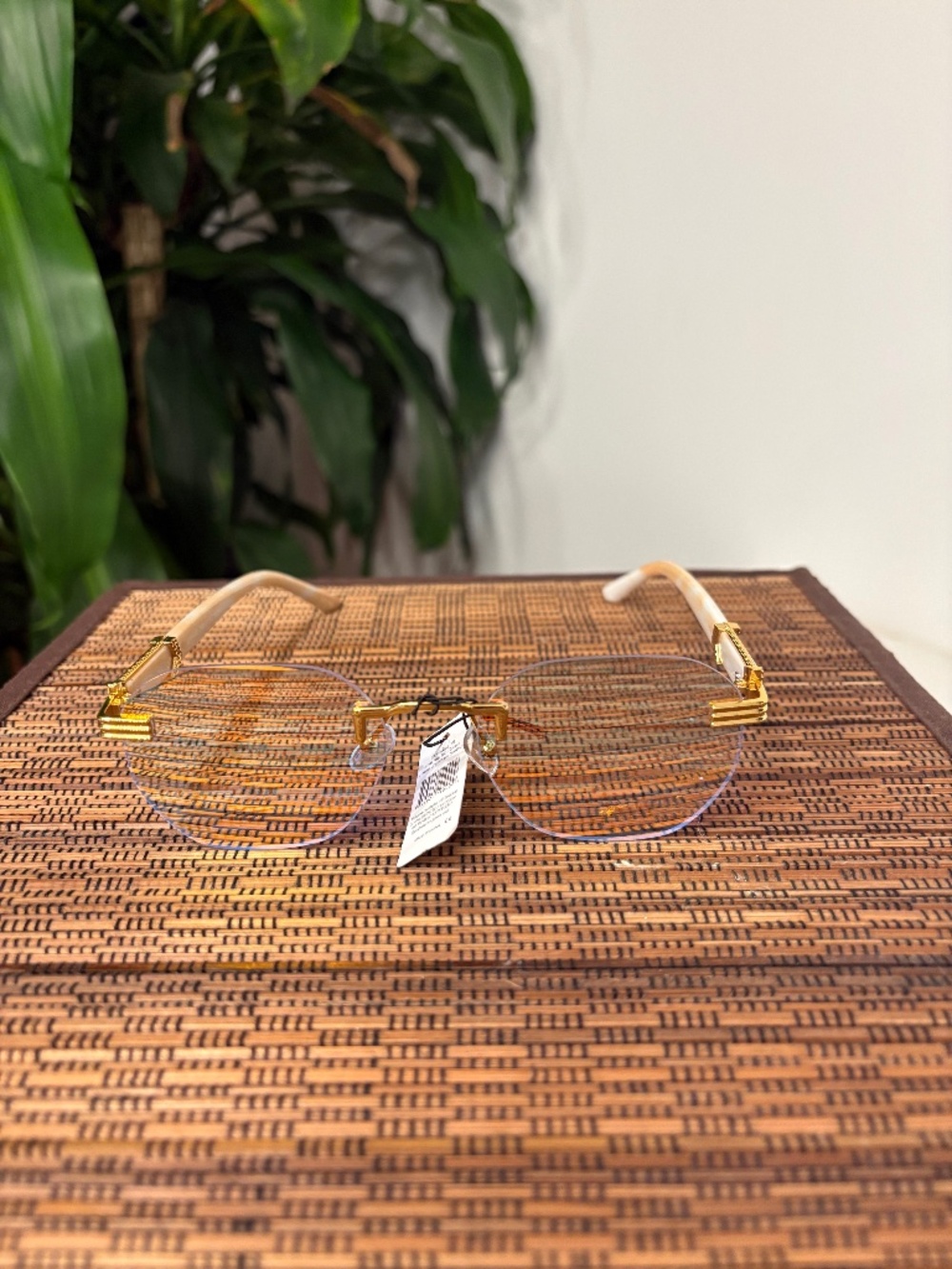 Metal Small Rimless Oval Frame Sunglasses (5120REV)